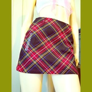 VTG 90s OLD NAVY Plaid RETRO MOD Mini Skirt